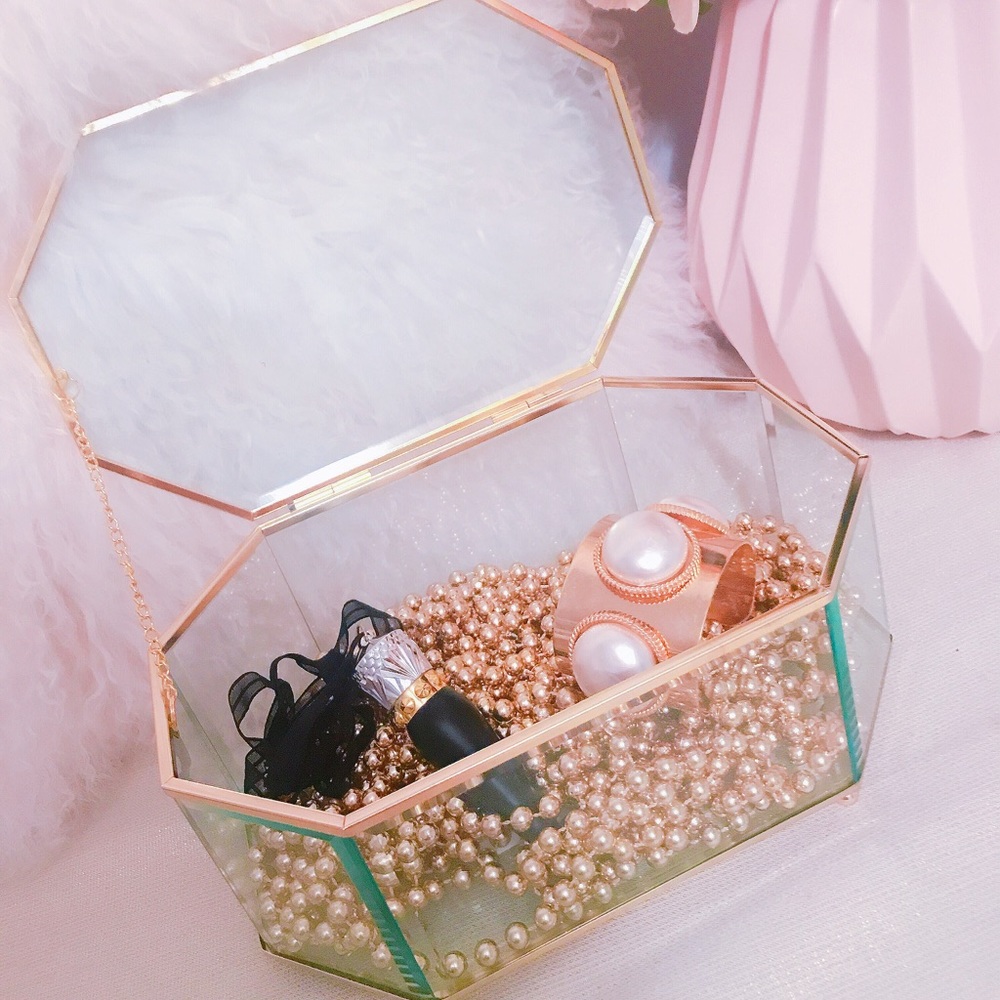 Modern Glass Gold Jewelry Box wedding Box Display